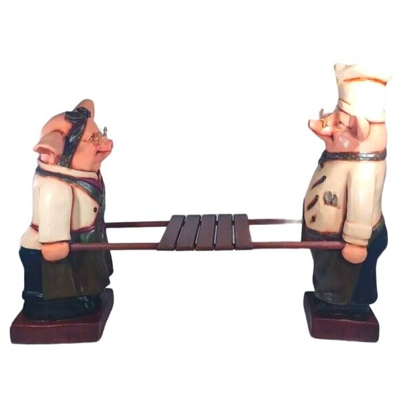 Vtg Bombay 25" R Shipman Pig Chef Cook Maid Sculptures Kitchen Restaurant Decor - Picture 15 of 15